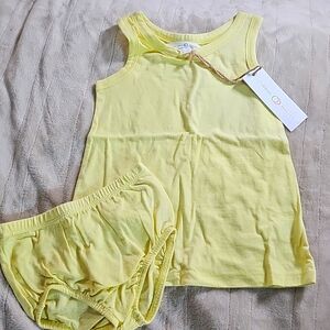 Colored Organics Yellow Summer Spring Set Tank Dress & Diaper Cover 6-12 Month